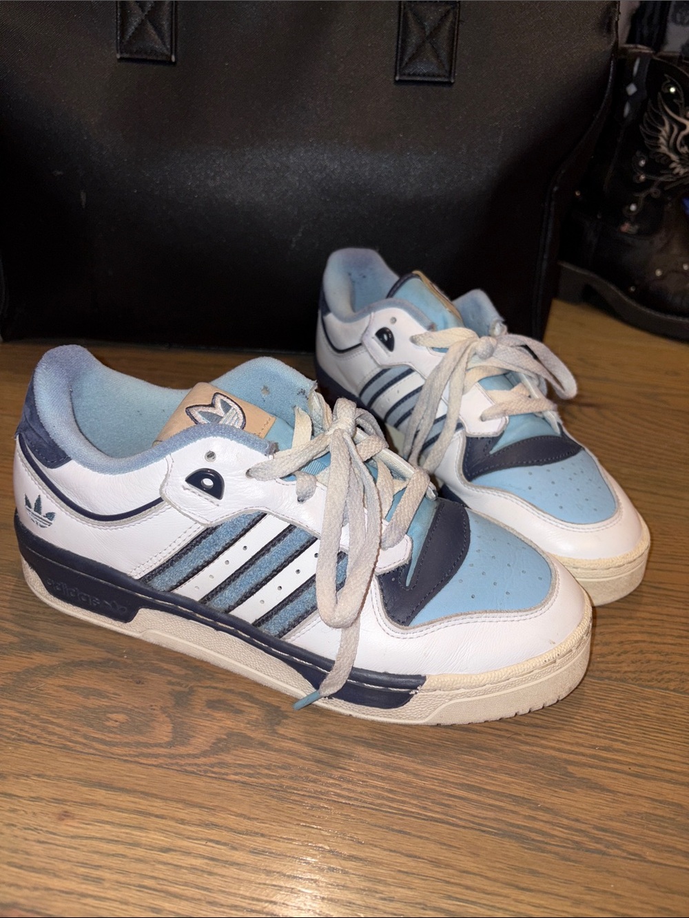 adidas Low-Top Sneakers in Light Blue, Navy and White